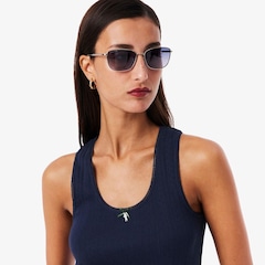 Camiseta Regata de algodão de malha Pointelle slim fit Lacoste Feminina - Foto 2