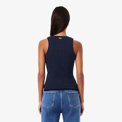 Camiseta Regata de algodão de malha Pointelle slim fit Lacoste Feminina - Foto 3