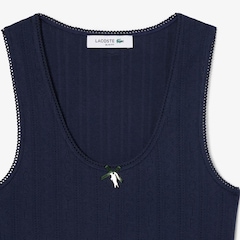 Camiseta Regata de algodão de malha Pointelle slim fit Lacoste Feminina - Foto 5