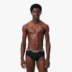 Pacote com 3 cuecas briefs lisas de algodão Lacoste Masculino - Foto 2