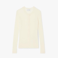 Cardigan de lã Merino de malha canelada Lacoste Feminina - Foto 4