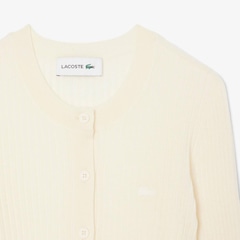 Cardigan de lã Merino de malha canelada Lacoste Feminina - Foto 5