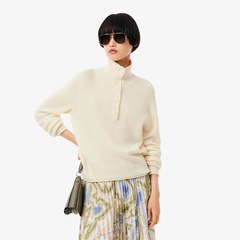 Suéter de Gola Alta de Lã Cardada Lacoste Feminino - Foto 1