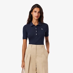 Camiseta Polo Pointelle L.12.D com marca slim fit Feminina - Foto 1