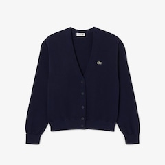 Cardigan de Algodão de Ponto Arroz de Gola V Lacoste Unissex - Foto 1