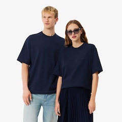 Camiseta de malha pesada de caimento folgado Lacoste Unissex - Foto 1