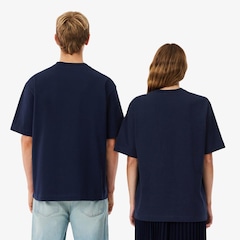 Camiseta de malha pesada de caimento folgado Lacoste Unissex - Foto 3