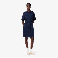 Vestido-Camisa Fluido de Mistura de Linho Lacoste Feminino - Foto 1