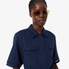 Vestido-Camisa Fluido de Mistura de Linho Lacoste Feminino - Foto 2