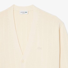 Cardigã em Malha Canelada de Algodão com Mistura de Fibras Lacoste Masculina - Foto 5
