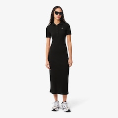 Vestido Polo Longo de Algodão Canelado Lacoste Feminino - Foto 1
