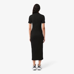 Vestido Polo Longo de Algodão Canelado Lacoste Feminino - Foto 3