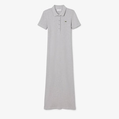 Vestido Polo Longo de Algodão Canelado Lacoste Feminino - Foto 1