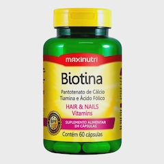 Biotina Maxinutri Cabelo Unhas E Vitaminas + Acido Fólico 60 Capsulas Sabor Sem sabor - Foto 1