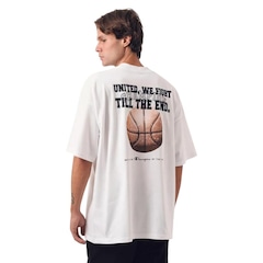 Camiseta Champion Oversized Basket United Off White Masculina - Foto 2