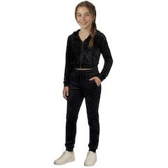 Conjunto Moletom Infantil Roupas Térmicas Inverno Plush Peluciado Capuz Veluna - Foto 2