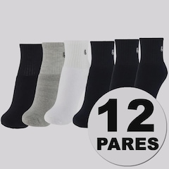 Kit 12 pares de Meias Cano Médio Lupo AM Sport Unissex - Foto 1