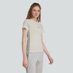 Camiseta Feminina Slim 3 Listras Holiday adidas - Foto 3