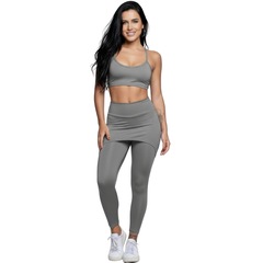 Conjunto Top Alça Fina e Calça Saia Suplex Vekyo Feminino - Foto 1