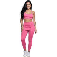 Conjunto Top Alça Fina e Calça Saia Suplex Vekyo Feminino - Foto 1