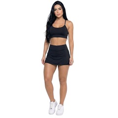 Conjunto Top Alça Fina e Short Saia Vekyo Feminino - Foto 1