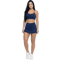 Conjunto Top Alça Fina e Short Saia Vekyo Feminino - Foto 1