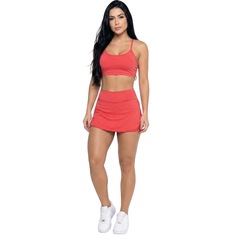 Conjunto Top Alça Fina e Short Saia Vekyo Feminino - Foto 1