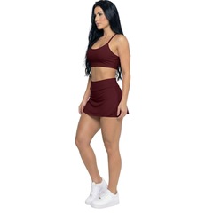 Conjunto Top Alça Fina e Short Saia Vekyo Feminino - Foto 2
