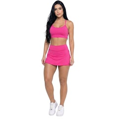 Conjunto Top Alça Fina e Short Saia Vekyo Feminino - Foto 1