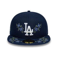 Boné Unissex New Era 59FIFTY Los Angeles Dodgers MLB Garden Aba Reta - Foto 2
