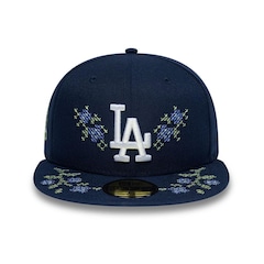 Boné Unissex New Era 59FIFTY Los Angeles Dodgers MLB Garden Aba Reta - Foto 9