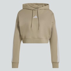 Blusão Moletom Feminino 3 Stripes Cropped com Capuz adidas - Foto 6