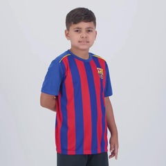 Camisa do Barcelona Listrada 9 Lewandowski FutFanatics Infantil - Foto 3