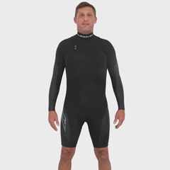 Short John Masculino Mercury Spring Chest Zip Black Importado Quiksilver 2/2mm - Foto 2