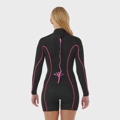 Short John Rip Curl Feminino Dawn Patrol Back Zip Black Pink Importado - 2/2 mm - Foto 4
