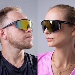 Óculos HUPI Sprint Preto Lente Dourado Espelhado - Foto 4