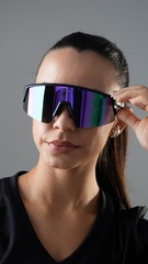 Óculos HUPI Sprint Preto e Roxo Lente Roxo Espelhado - Foto 7