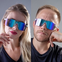 Óculos HUPI Nitro Cristal Lente Azul Espelhado - Foto 4