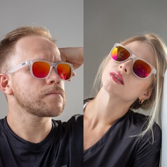 Óculos HUPI Hype Cristal Lente Vermelho Espelhado - Foto 4