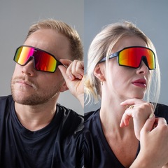 Óculos HUPI Edge Preto Lente Vermelho Espelhado - Foto 4