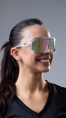 Óculos HUPI Edge Cristal Rosa Lente Rosa Espelhado - Foto 2