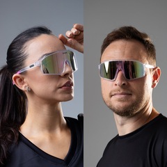 Óculos HUPI Edge Cristal Rosa Lente Rosa Espelhado - Foto 4