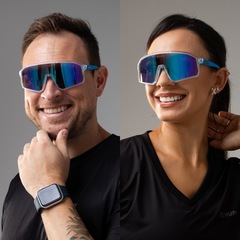 Óculos HUPI Edge Cristal Lente Azul Espelhado - Foto 4