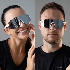 Óculos HUPI Champs Branco Lente Cristal Espelhado - Foto 2