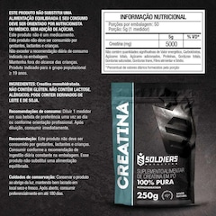 Creatina Monohidratada 250g 100% Pura Importada - Soldiers Nutrition - Foto 2