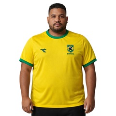 Camisa Brasil Diadora Plus Size Campione - Masculina - Foto 3