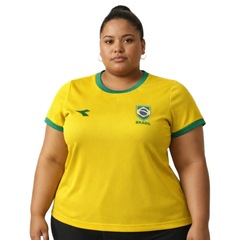 Camisa Brasil Diadora Plus Size Campione - Feminina - Foto 3
