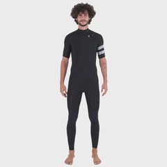 Long John Hurley Advantage Masculino Manga Curta Chest Zip Black Importado - 2/2mm - Foto 1