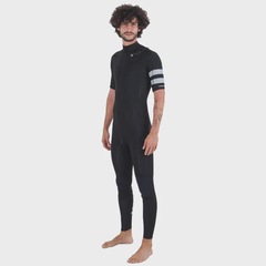 Long John Hurley Advantage Masculino Manga Curta Chest Zip Black Importado - 2/2mm - Foto 2