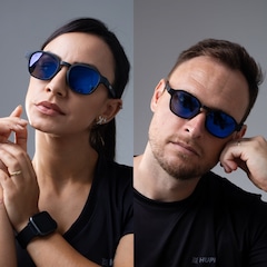 Óculos HUPI Vibe Preto Lente Azul Espelhado - Foto 4